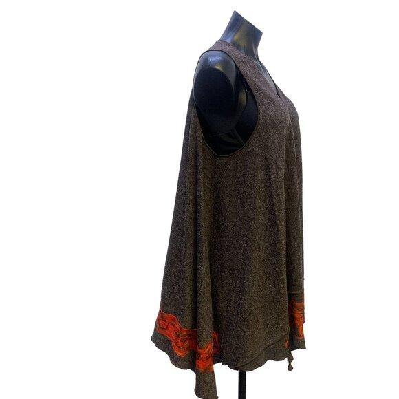 NWT Naturalnie Podlasek Handmade Brown w/Orange & Red Embroidery Vest Size Mediu - Picture 3 of 6